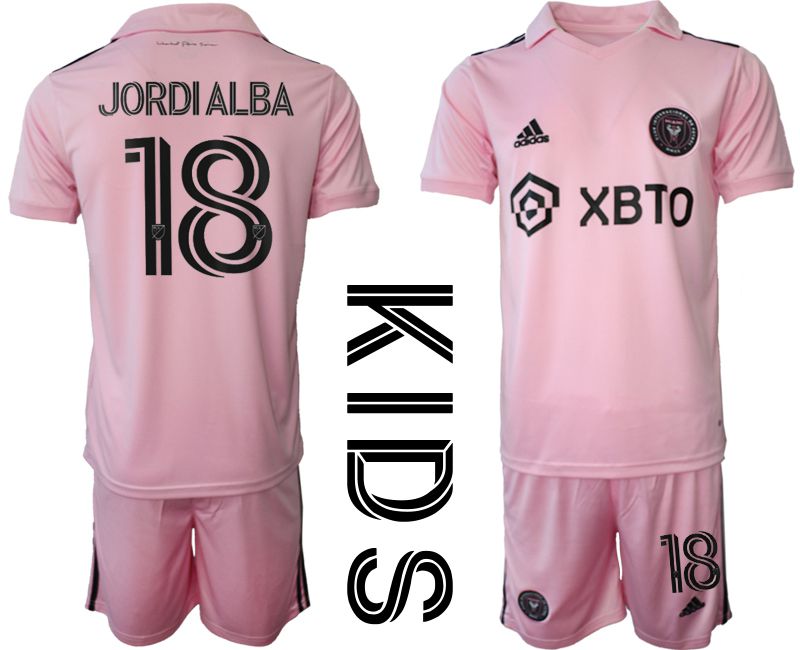 Youth 2023-2024 Club Inter Miami CF home pink #18 Soccer Jersey